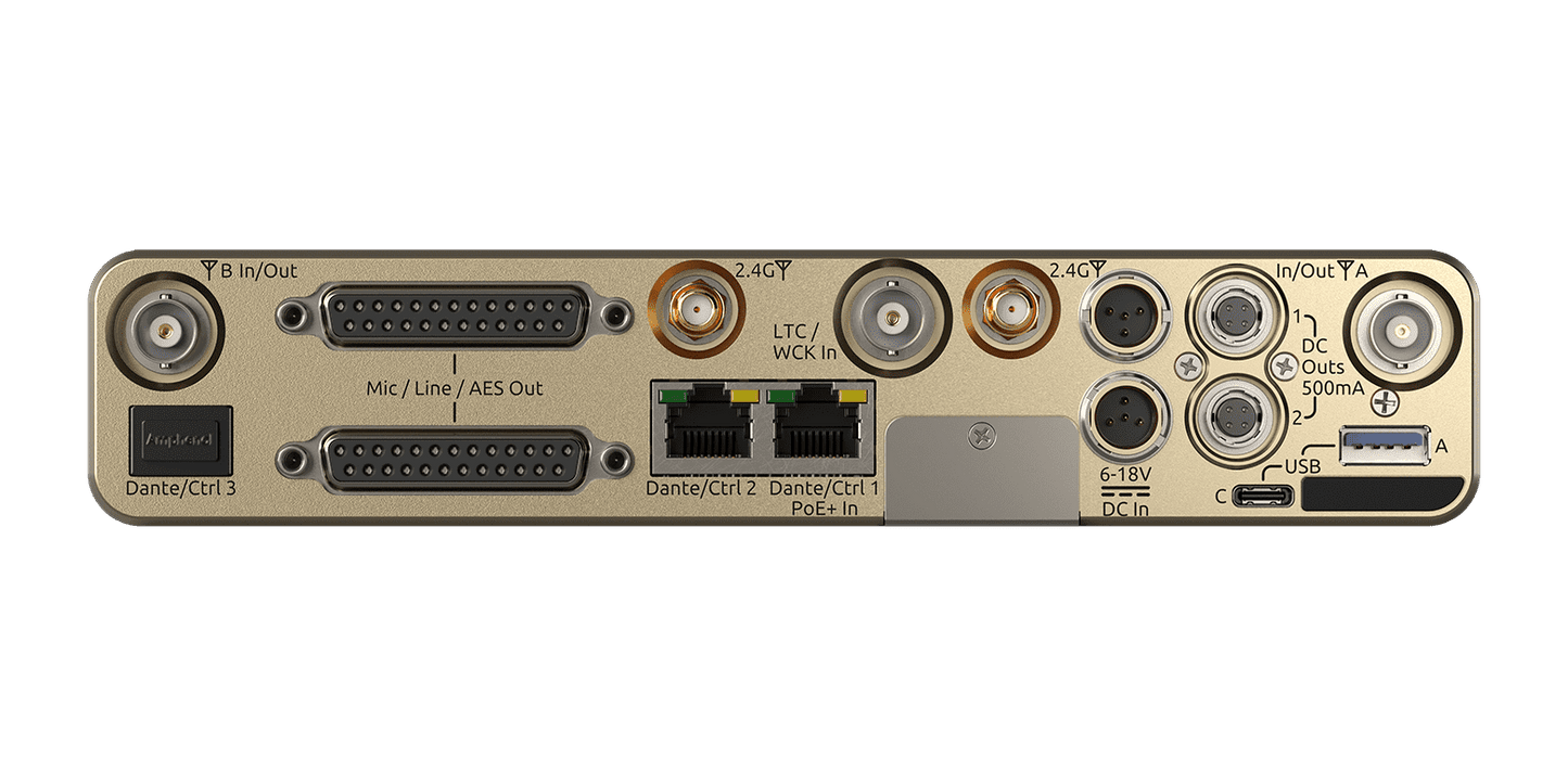 Astral ARX16 rear panel with multiple input/output ports and connectors