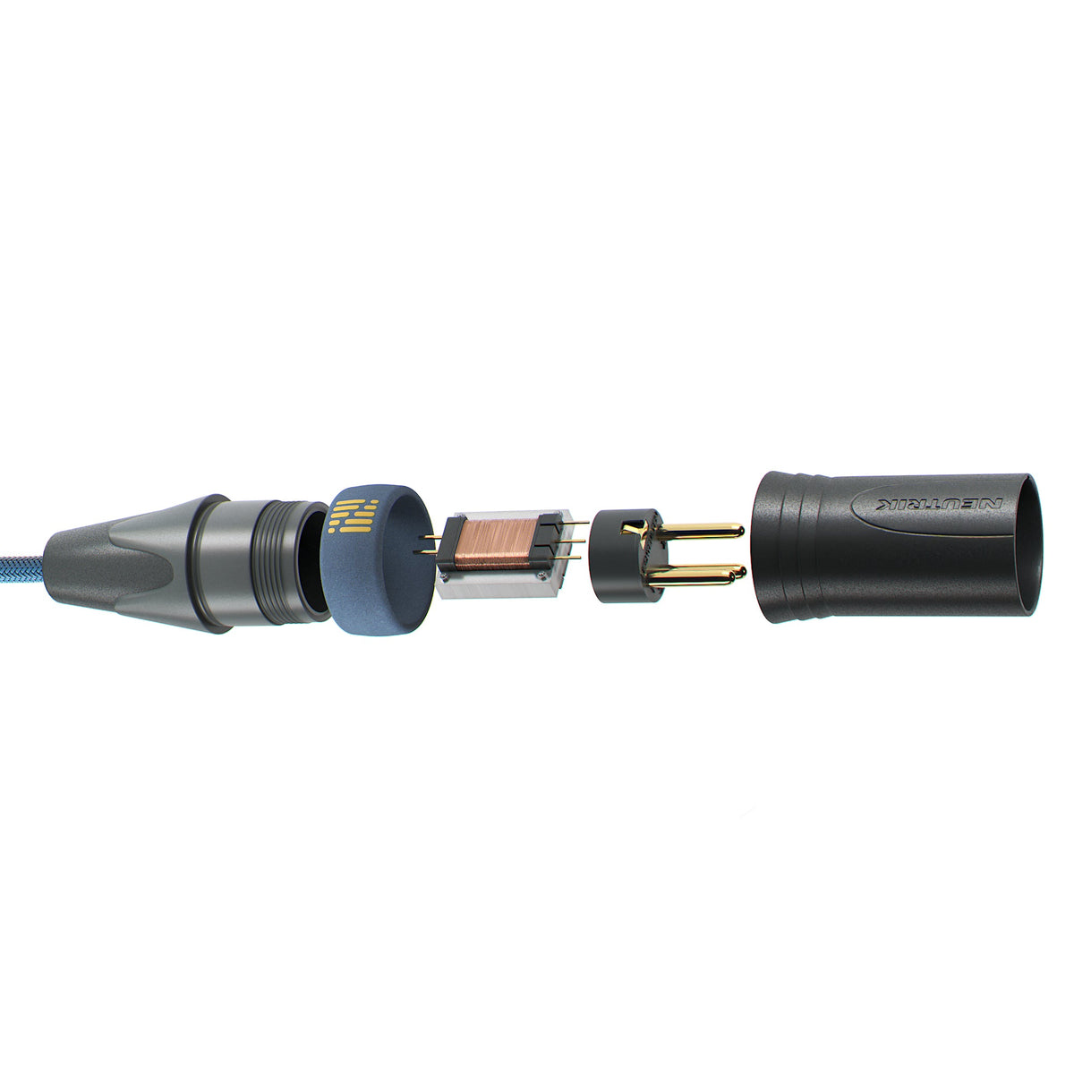 Audio adapter cable with 3.5mm plug and dual black connector ends