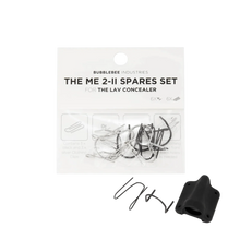 Lav concealer spares set with metal clips, fasteners, and black holder piece