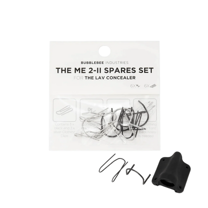 Lav concealer spares set with metal clips, fasteners, and black holder piece