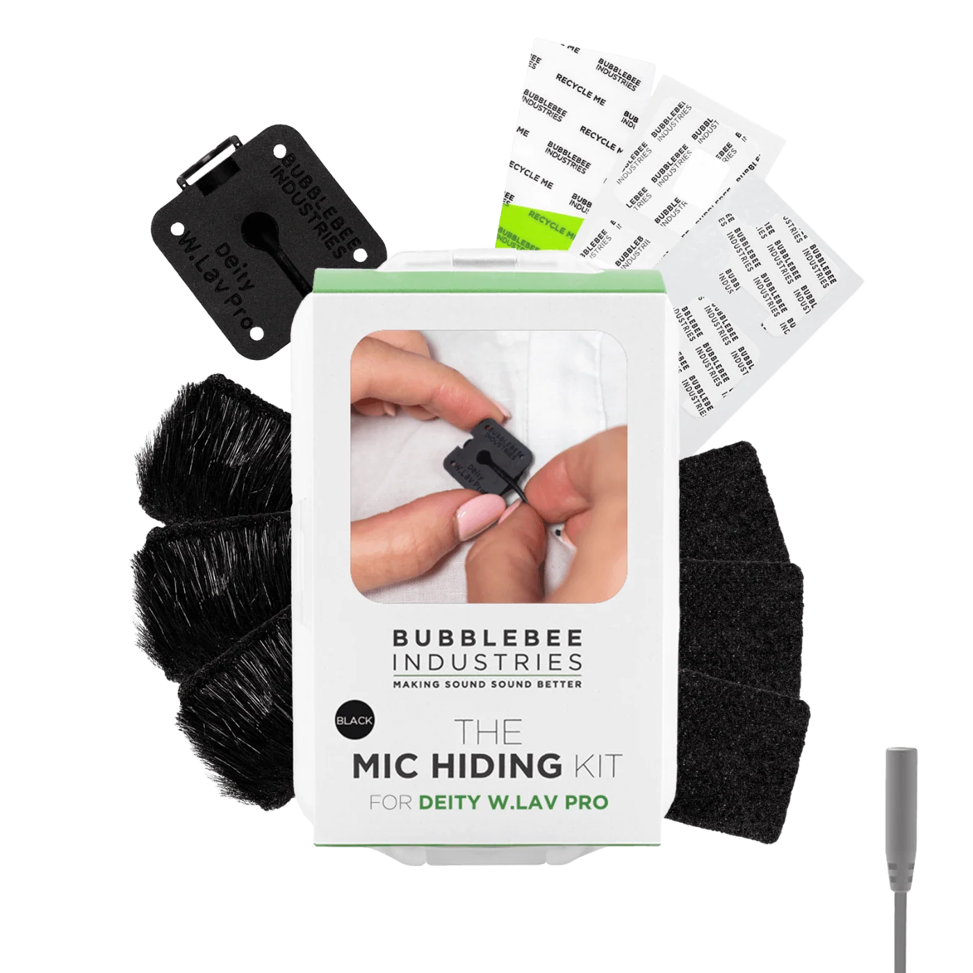 Mic Hiding Kit for Deity W.Lav Pro with black foam and a mounting clip
