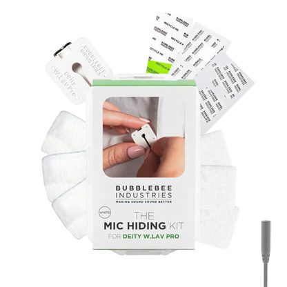 Mic Hiding Kit for Deity W.Lav Pro with white foam pieces and mounting clip