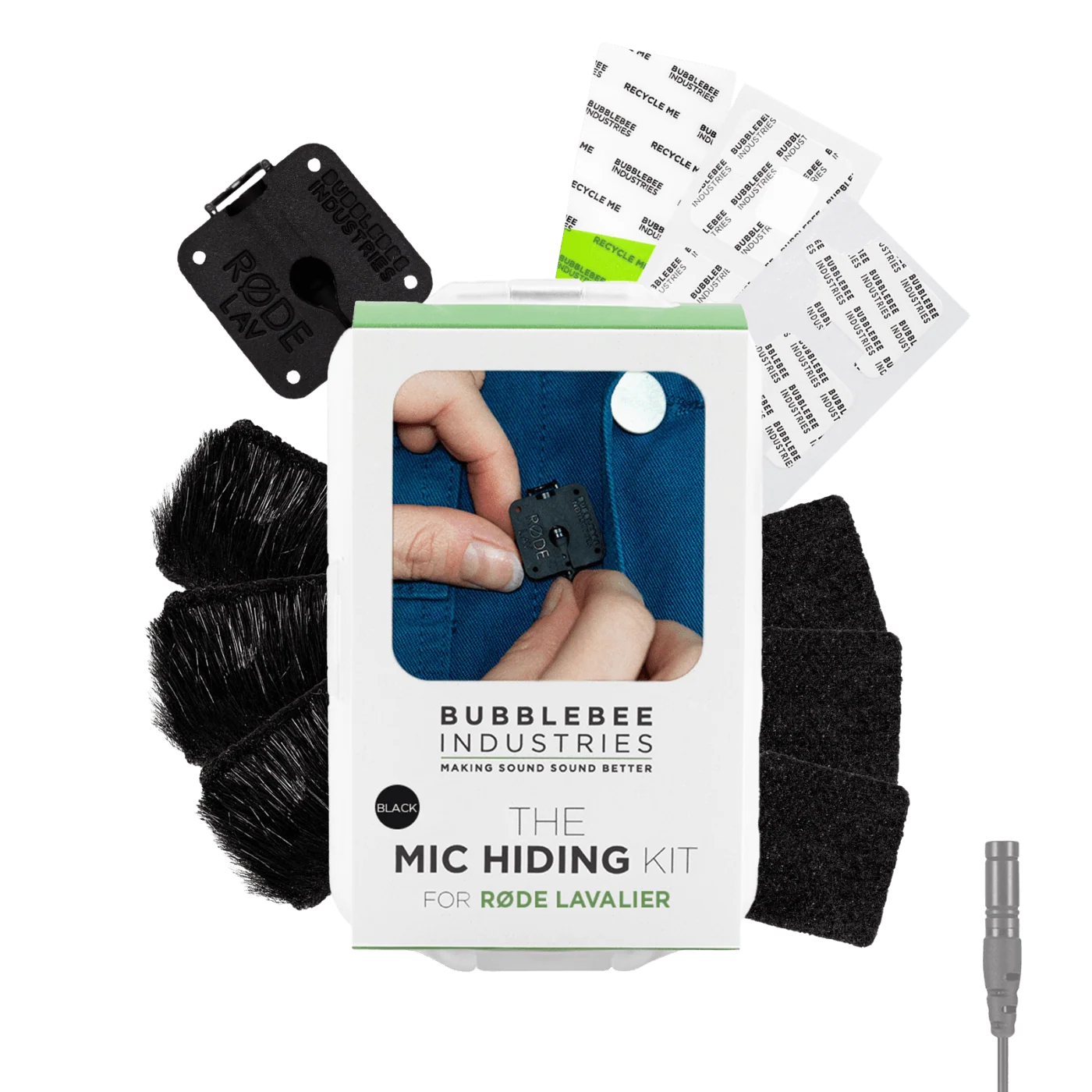 Mic hiding kit for RØDE Lavalier with clips, adhesive strips, fur and foam pieces