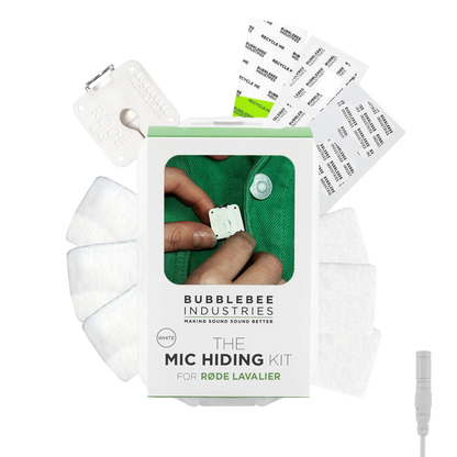 Mic hiding kit for RØDE Lavalier, with mounting clips, pads, and adhesive strips
