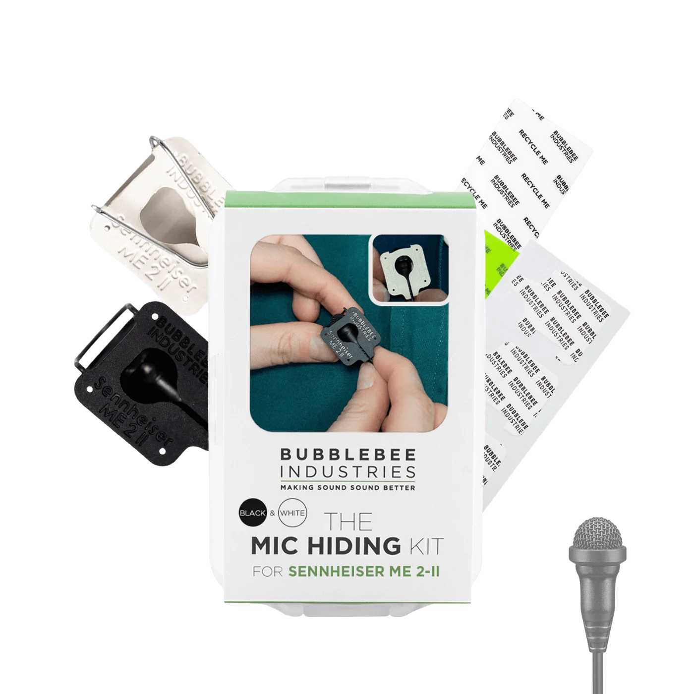 Mic Hiding Kit for Sennheiser ME2-II with black foam and clip accessories