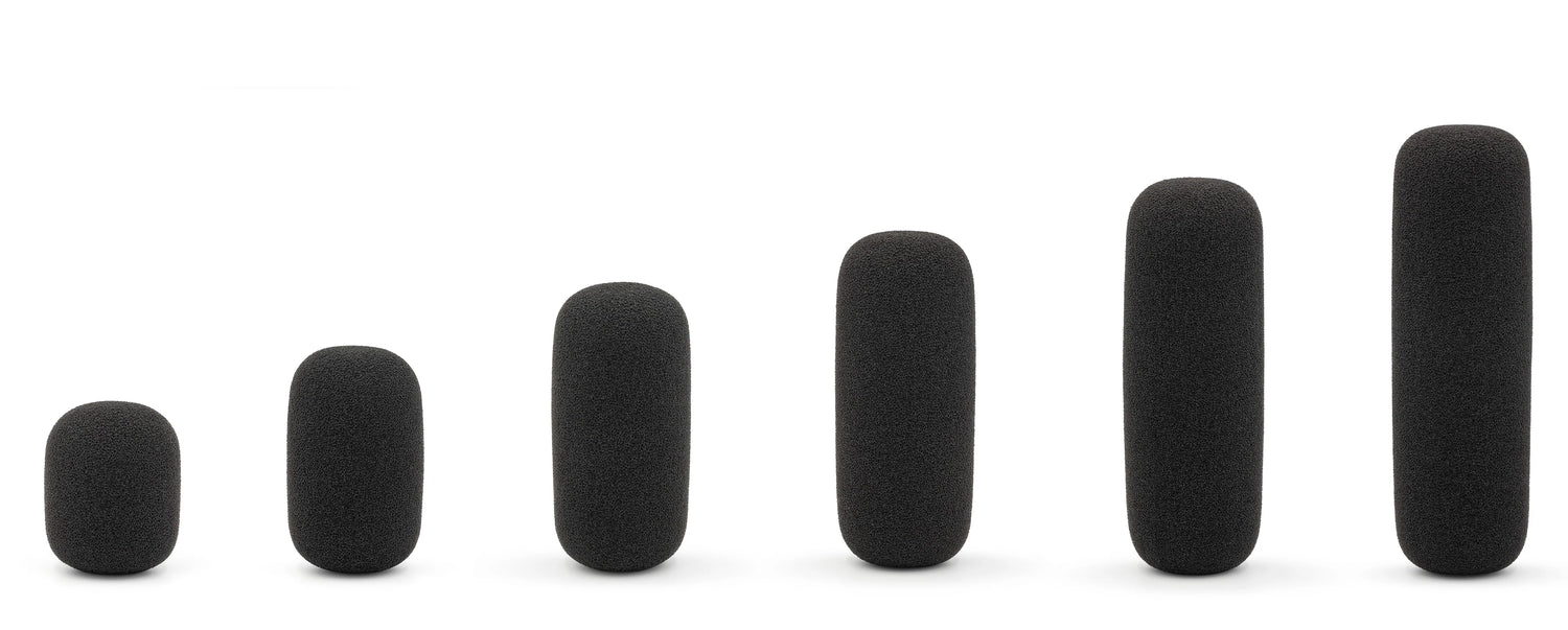 Shotgun microphone foam sleeves, dark gray/black set of 6