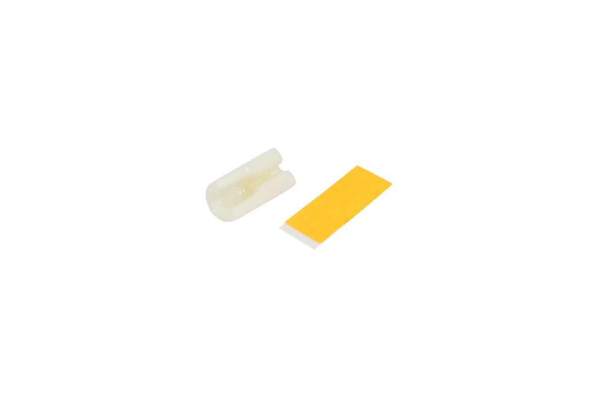 Translucent mini microphone mount pieces with yellow adhesive strip
