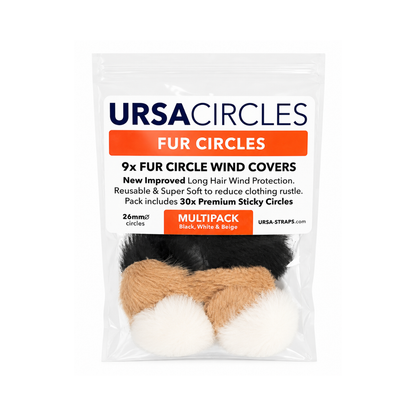 Fur circle wind covers multipack with stick-on fur circles in beige, black, white