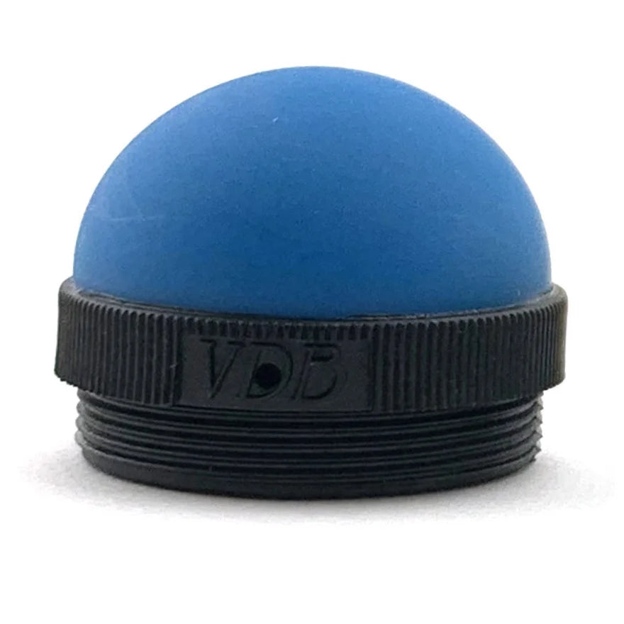 VDB Boompole rubber heel cap with dark ribbed base and blue top dome