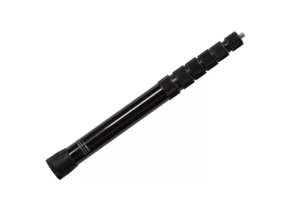 Black telescopic boompole with quarter-turn locking sections and end cap