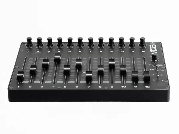 VDB FCS-12 finger control surface with 12 sliders and rows of knobs, black