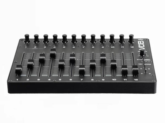 VDB FCS-12 finger control surface with 12 sliders and rows of knobs, black