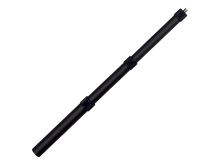 Dark telescopic boompole with connector caps, extended length 37–93 cm
