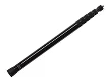 Black telescopic boom pole with segmented sections and lock collars, extended length