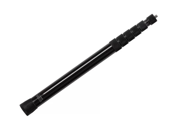 Black telescopic boom pole with segmented sections and end cap