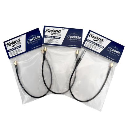 Set of black cables with gold connectors for SMA connections