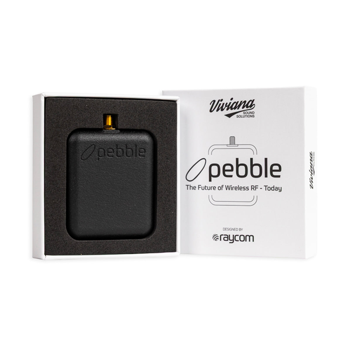 Black wireless RF receiver in retail box with gold antenna connector