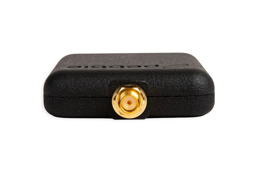 Black receiver module with gold threaded antenna connector