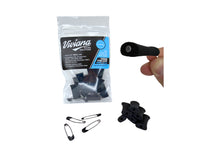 Black foam applicator pads set displayed with Viviana Solutions packaging and clips