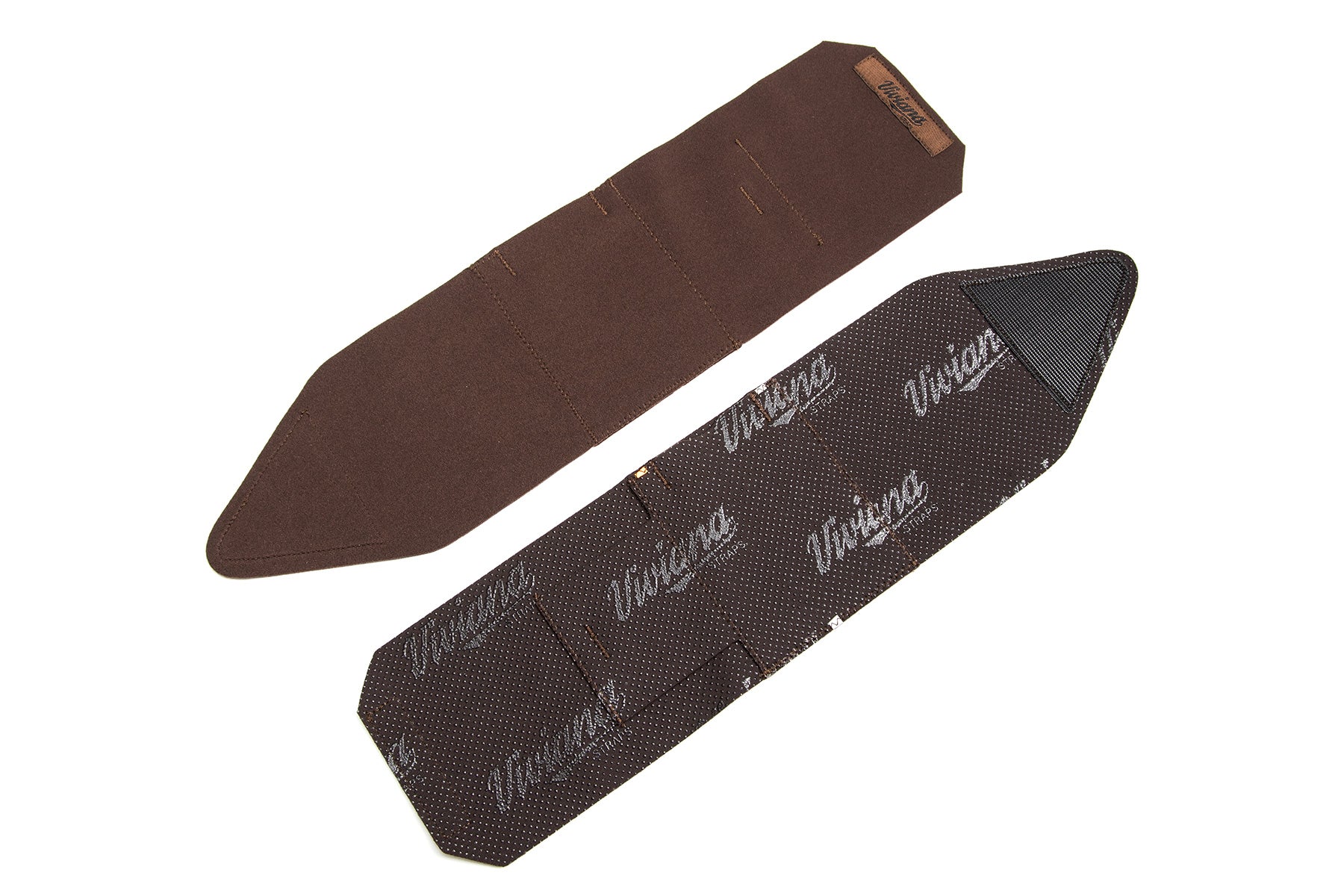 Brown ankle strap with two Velcro-backed sections and pointed ends