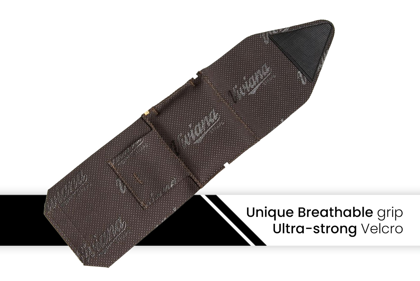 Brown ankle strap with textured fabric wrap and stitched center seam