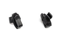Bra strap beetle clip, black plastic locking clasp, angled view