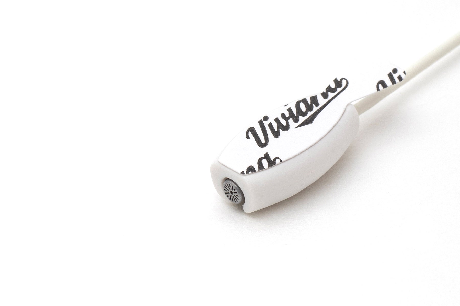 White beetle-shaped Viviana logo sticker with black text