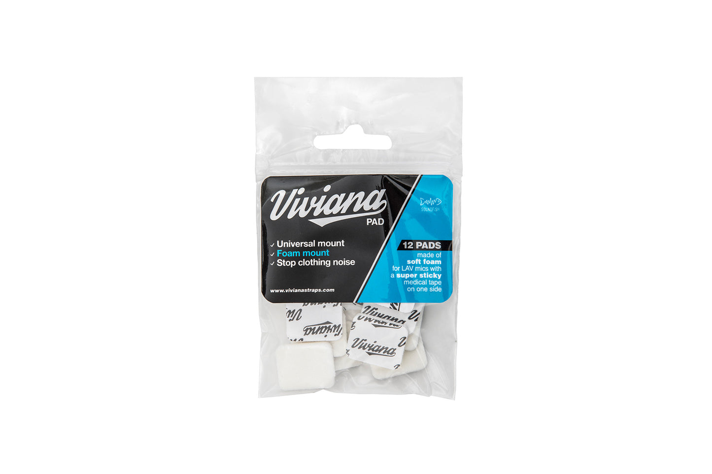 Viviana universal mounting pads, 12-pack, white foam adhesive pads in bag