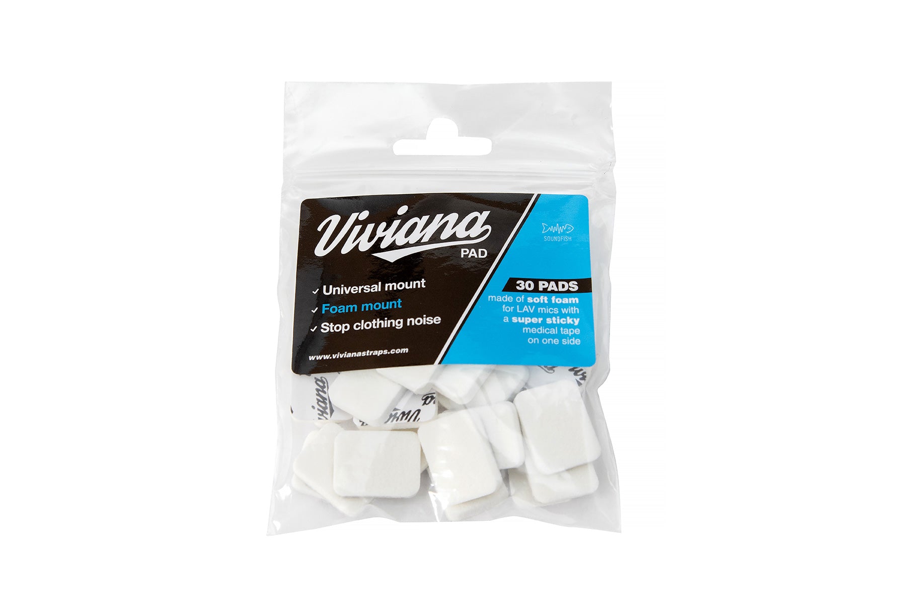 Viviana white foam mounting pads in sealed bag, 30 pads