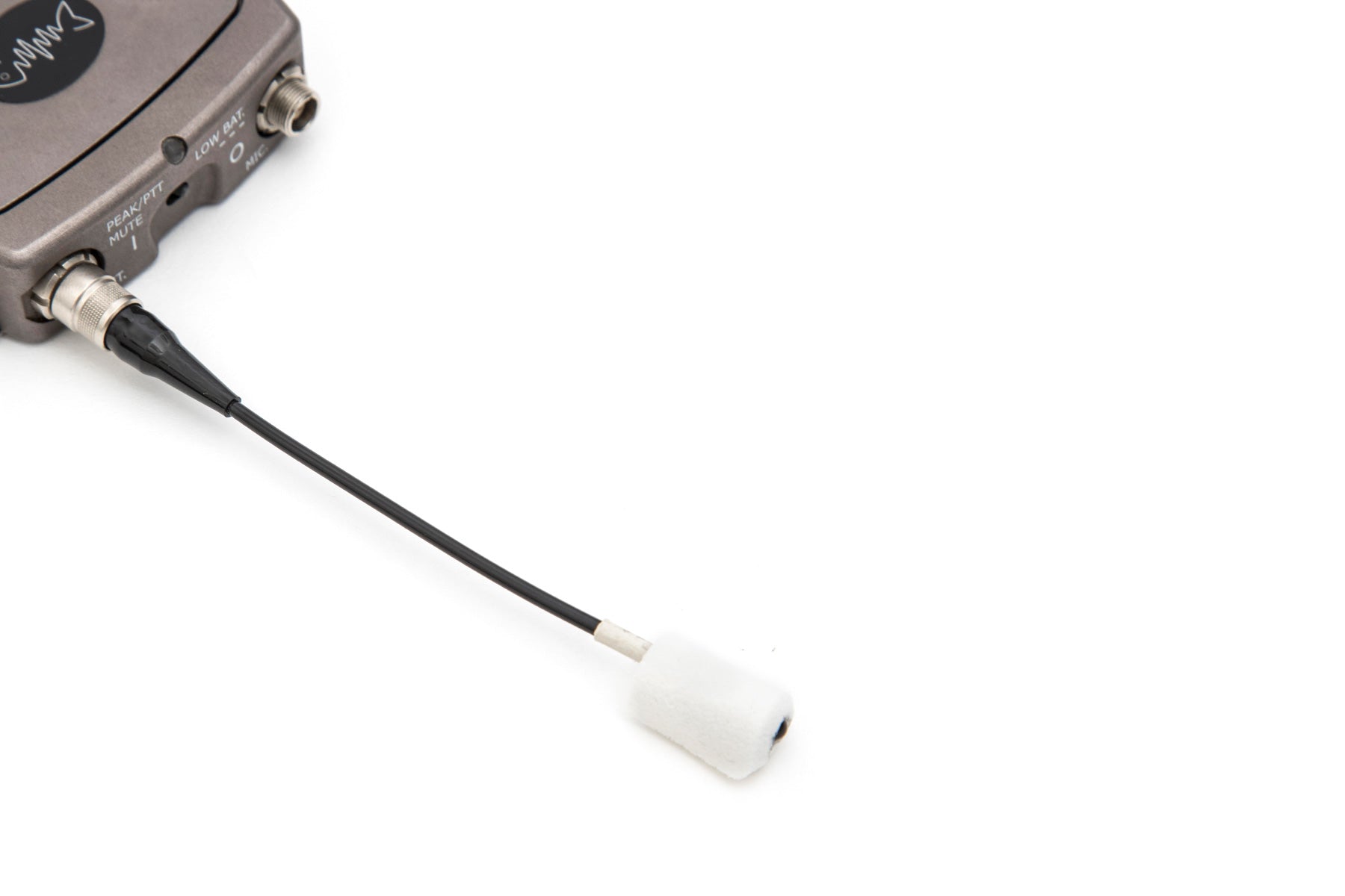 Square white foam tip pad on black cord
