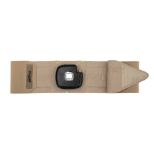 Beige extreme waist strap with central device pouch and tapered ends