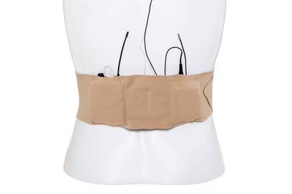 Beige extreme waist strap with pouch around waistband and hanging cords