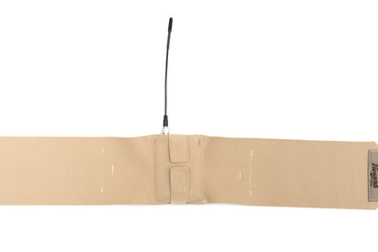 Beige extreme waist strap band close-up with center fastening and pull cord