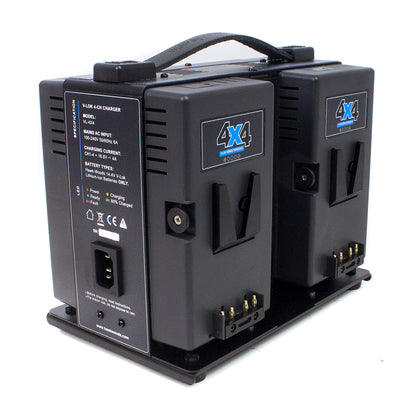 Hawk-Woods VL-4X4 professional four-channel V-Mount charger rear and side view