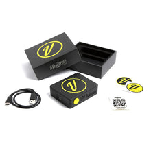 Viviana Cloud Box v1 with open packaging, USB cable, and power adapter