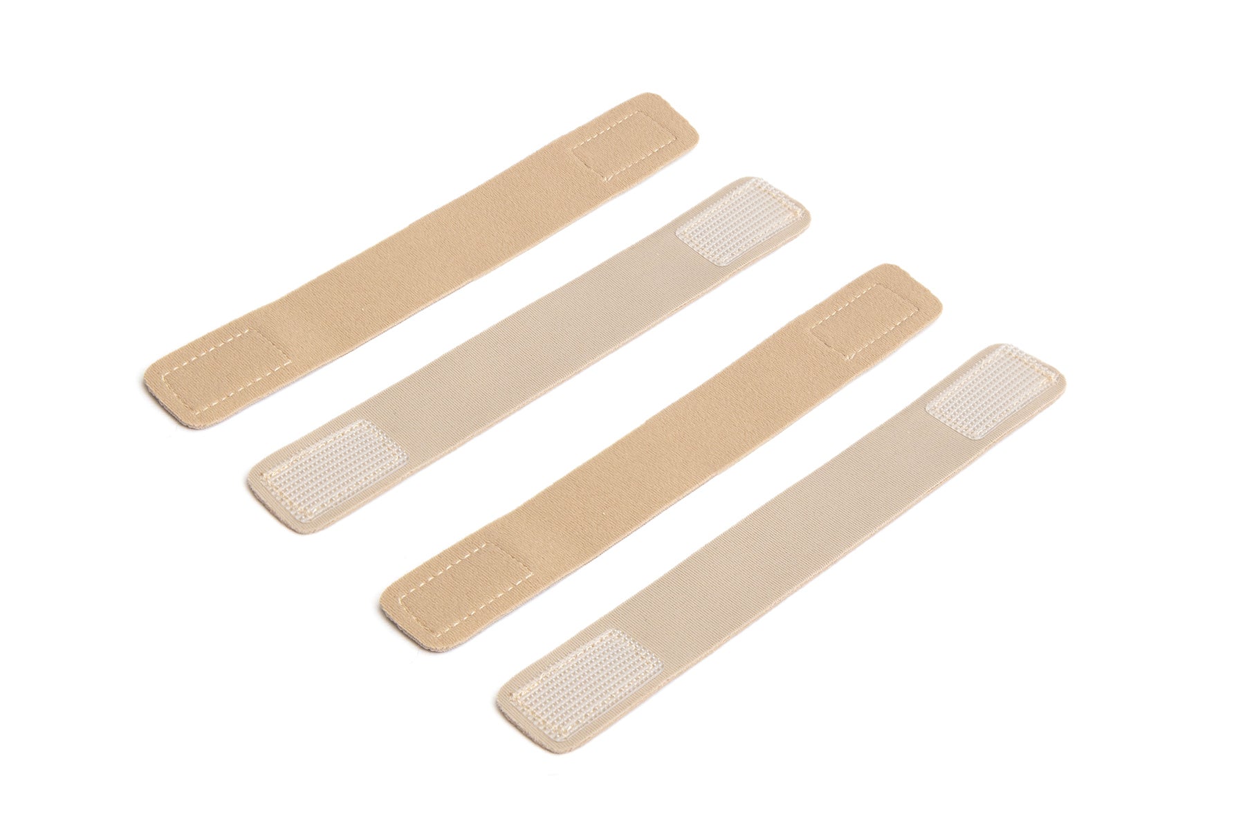 Beige pouch protector straps, set of four with textured tabs