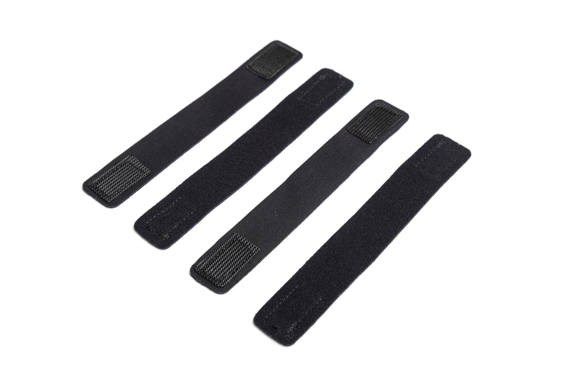 Black pouch protector straps, set of four with textured tabs