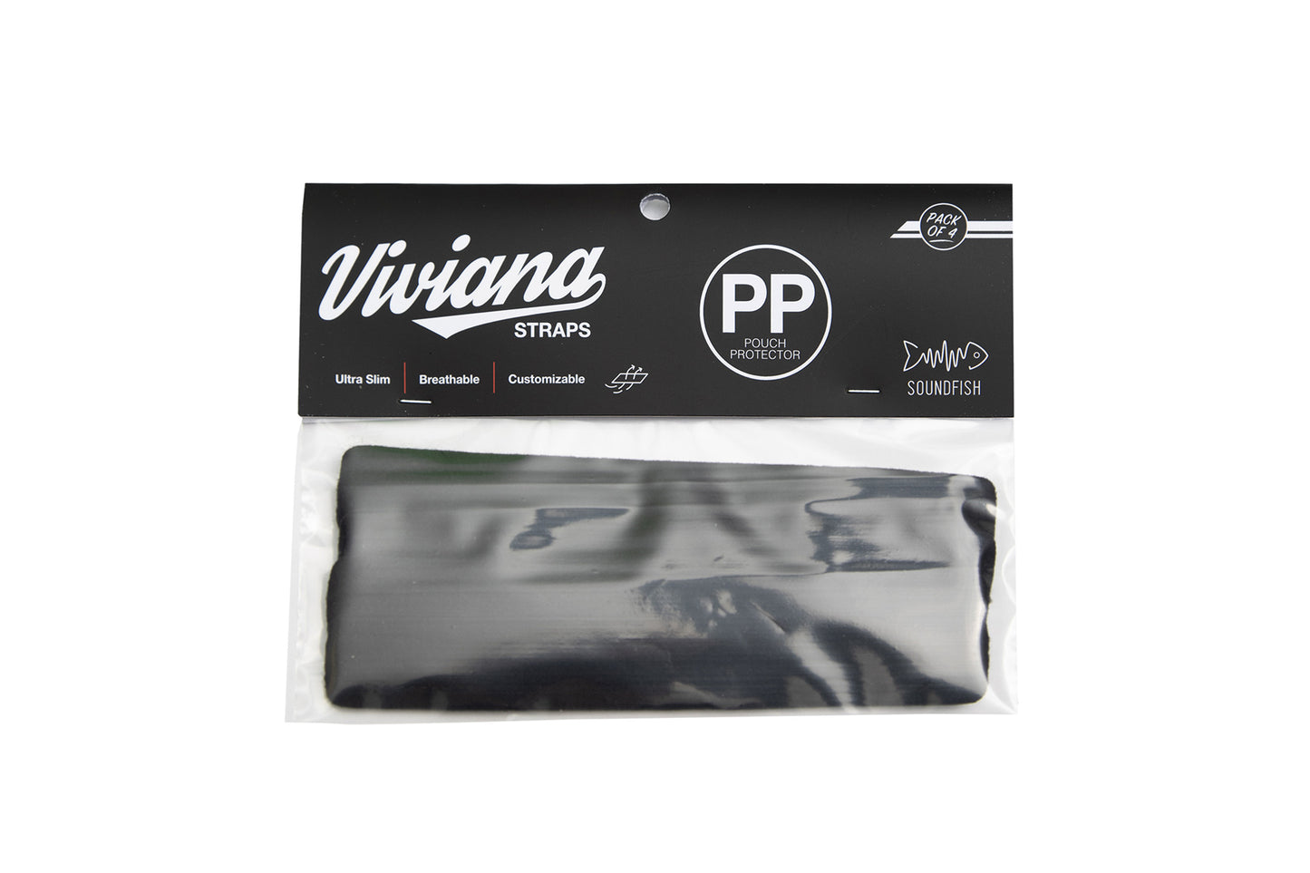 Black pouch protector in clear plastic sleeve