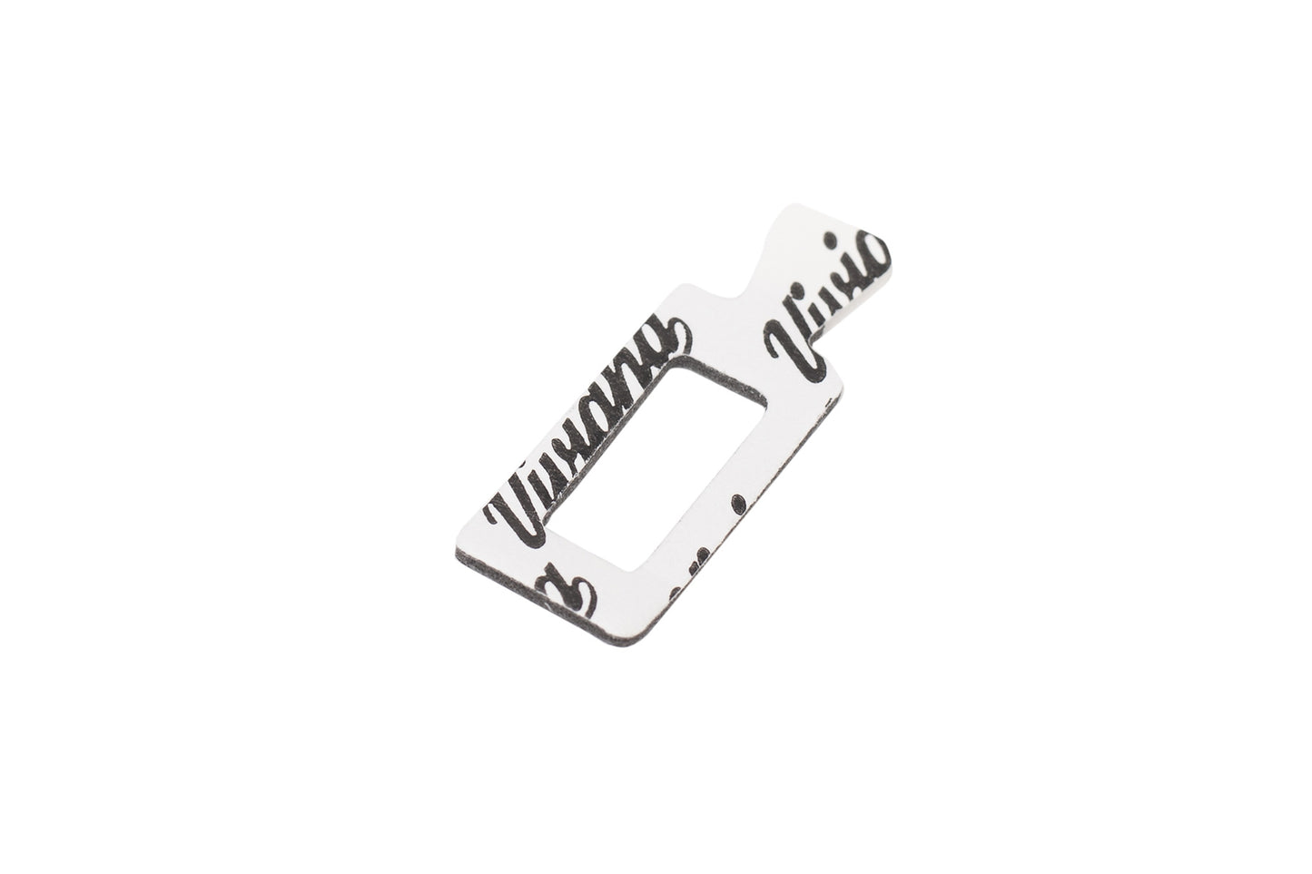 Die-cut square sticker piece with Viviana print and center cutout hole