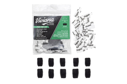 Faux fur pads in black squares, with packaging bag and sticker pieces