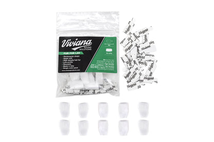 Bagged faux fur pads with Viviana label and small sticker pieces, white color