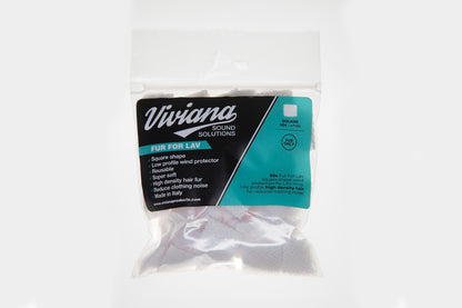 Clear bag of white round fur pads for Lav solutions with printed product label