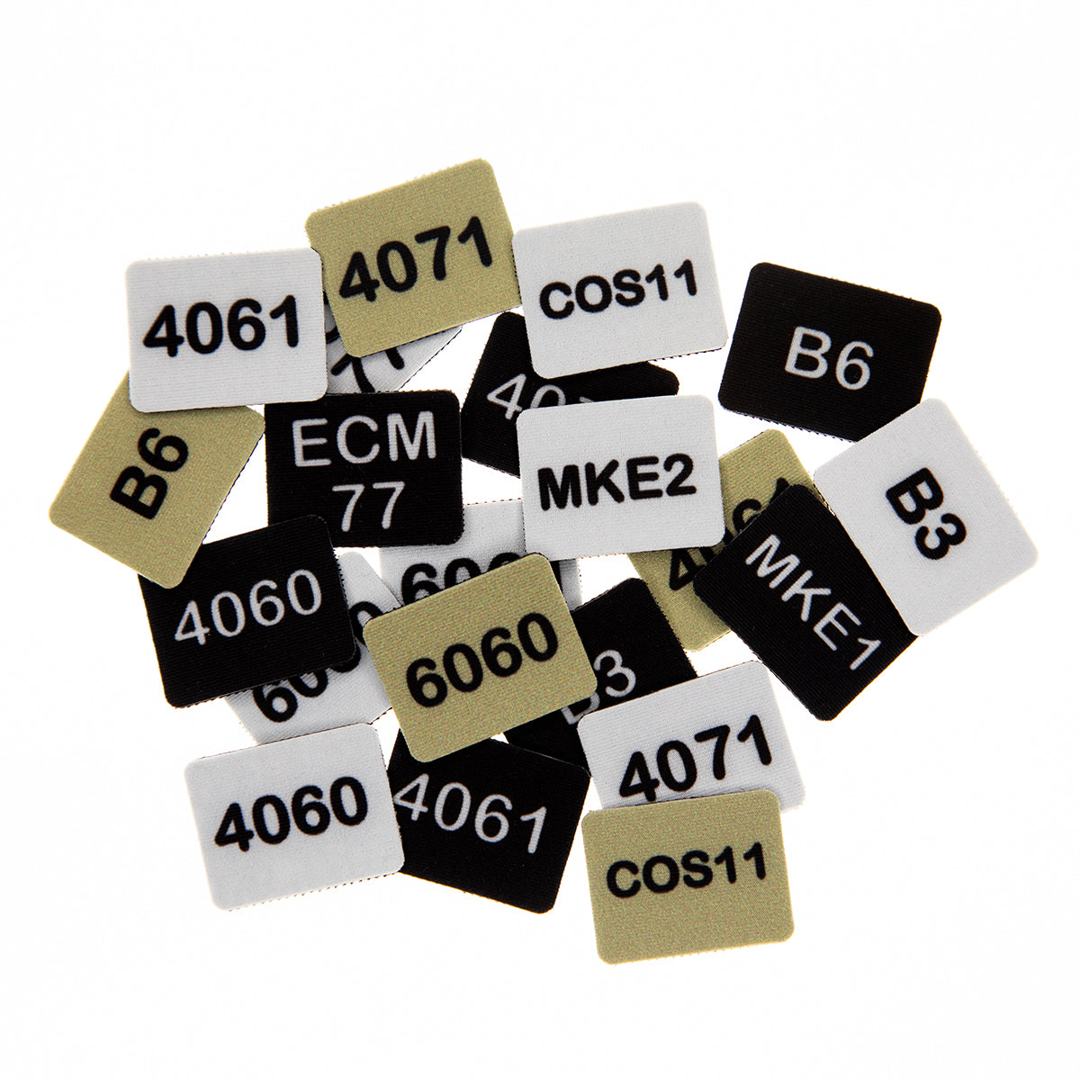 Lav mic patch set of numbered fabric adhesive squares in assorted colors