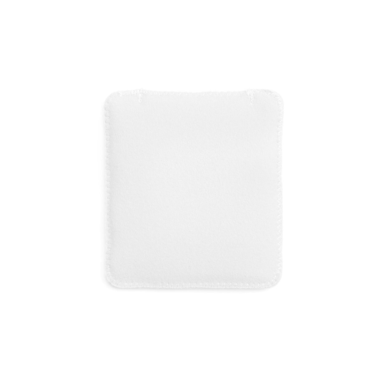 White puffy belt pouch with stitched frame and slightly rounded square corners.