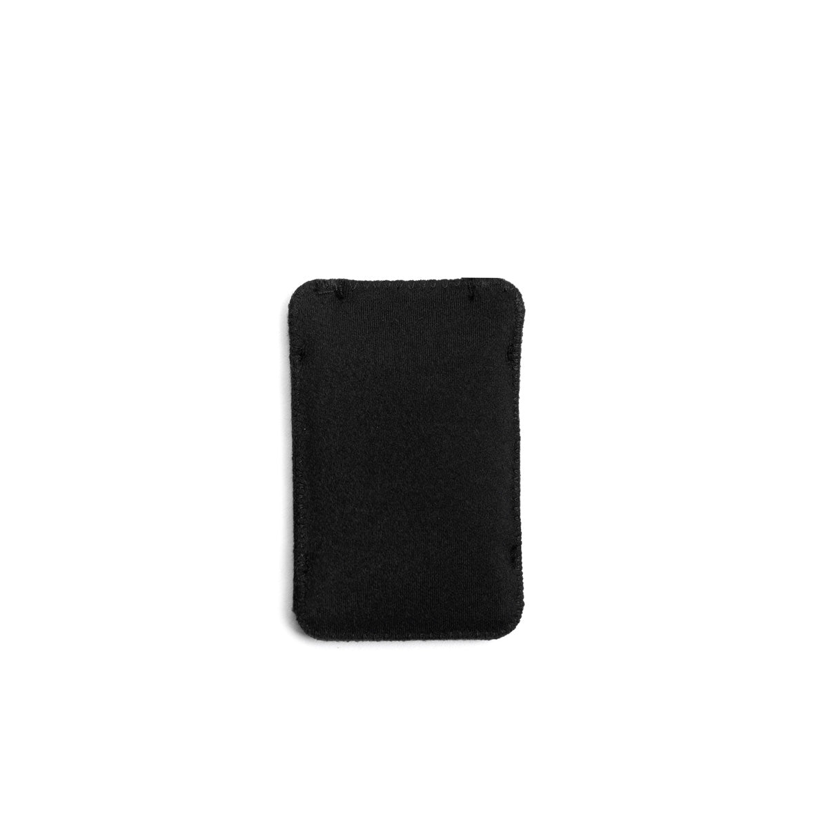 Black puffy pouch with stitched border, vertical square view