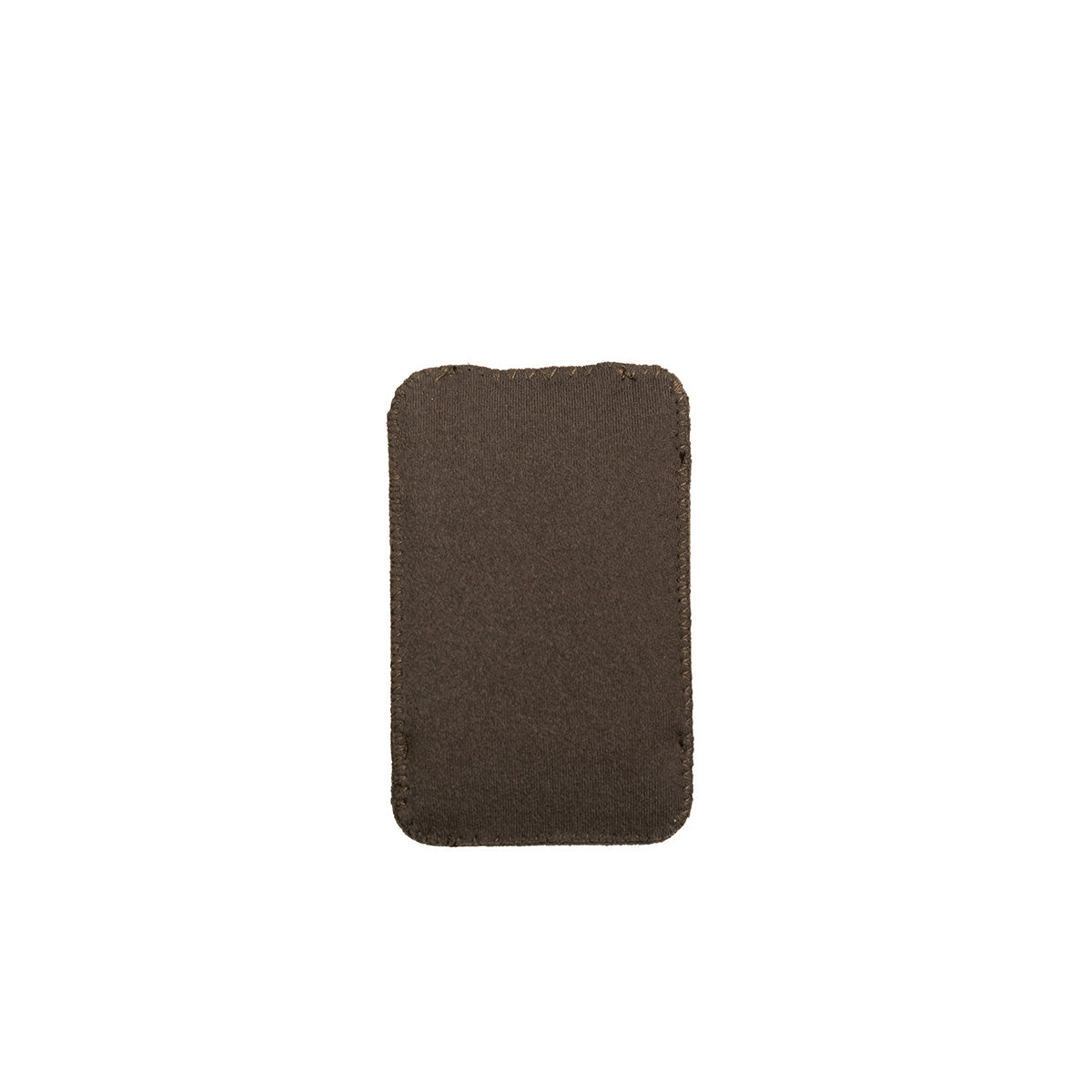 Brown puffy belt pouch, small square pouch with stitched border and soft texture.