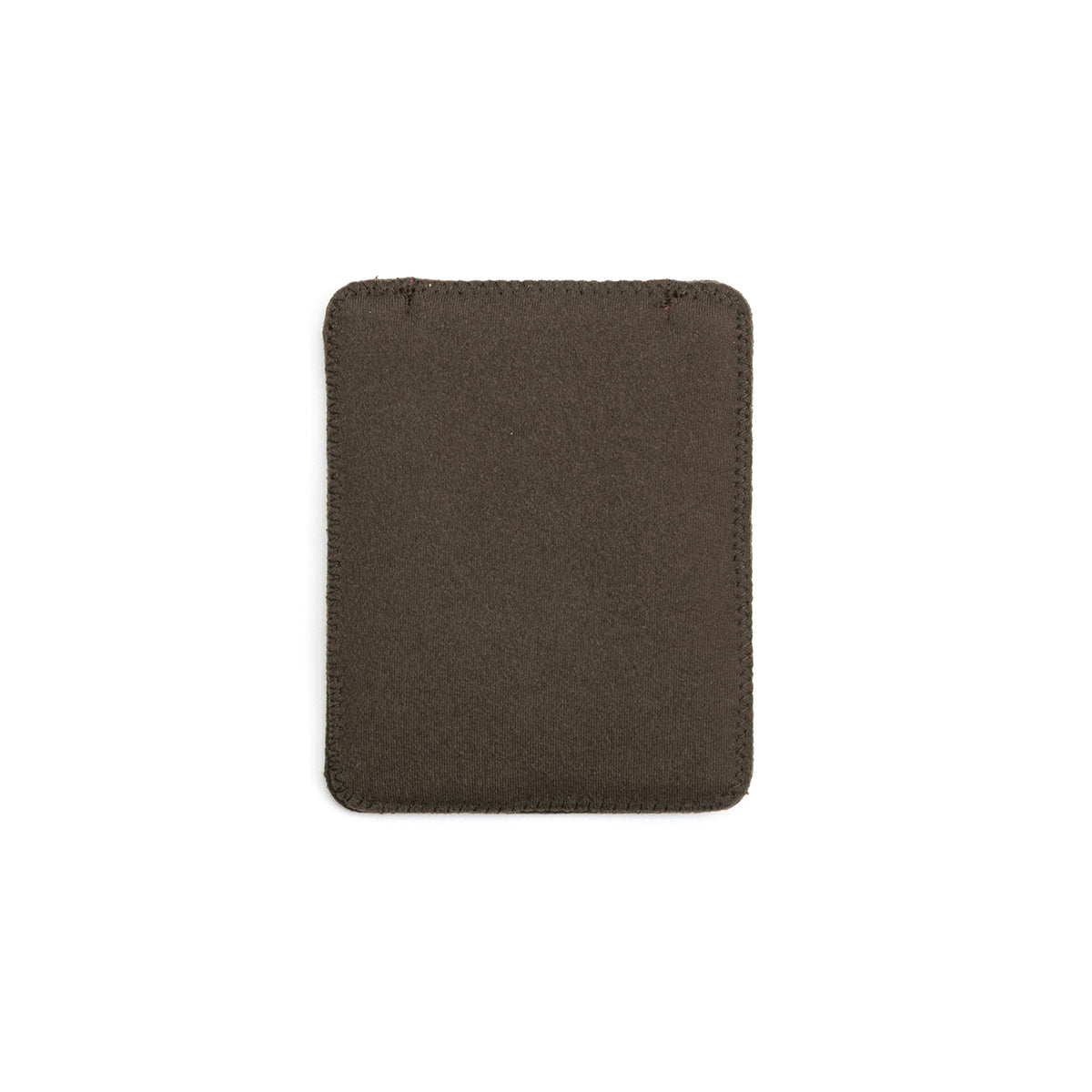 Dark brown puffy belt pouch with clean stitched sides and rounded square shape.