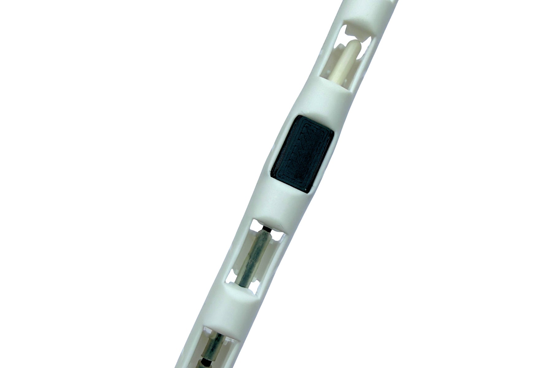 White RF whip antenna saver with dark square insert