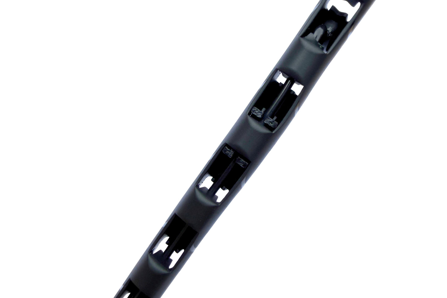 RF Saver black cable clip strip with four mounting slots along the length