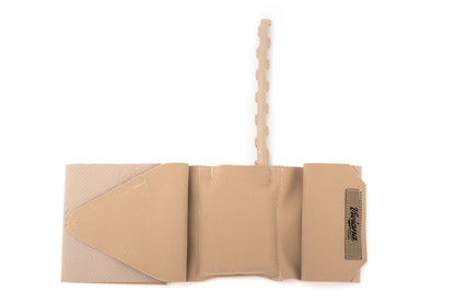 RF Saver beige fabric strap wrap with label and attached upright support rod